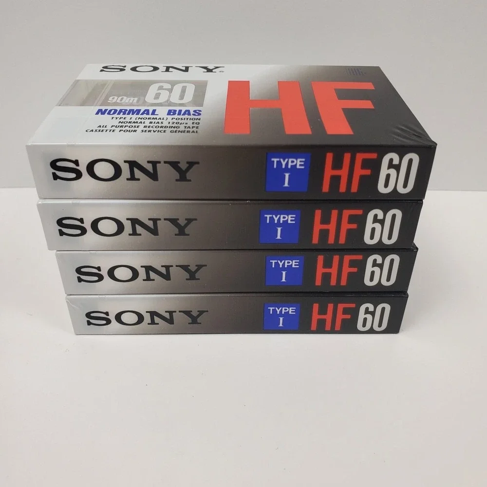 Sony HF60 Type I Normal Bias 90m Blank Cassette‎ Lot Pack Of 4 Tapes New Sealed